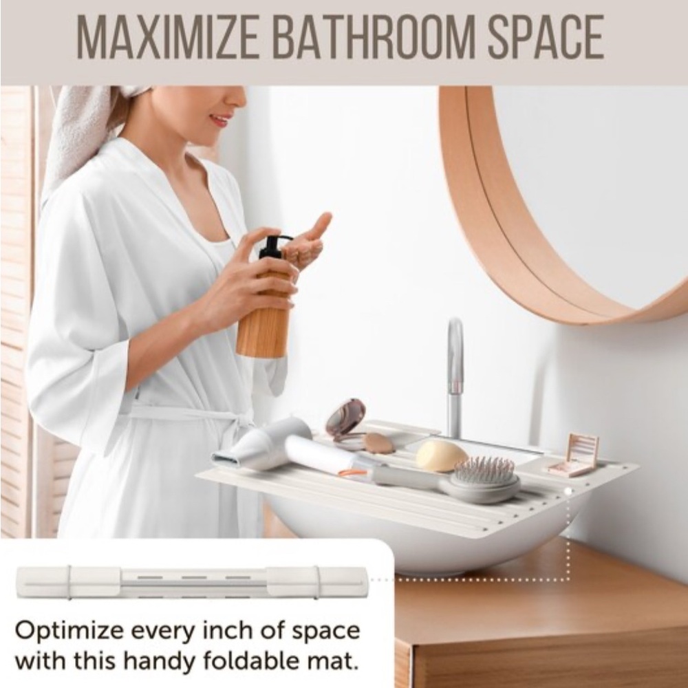 Sink Topper Bathroom Sink Cover 22 x 2 x 2 in Taupe Heat Resistant Silicone Mat